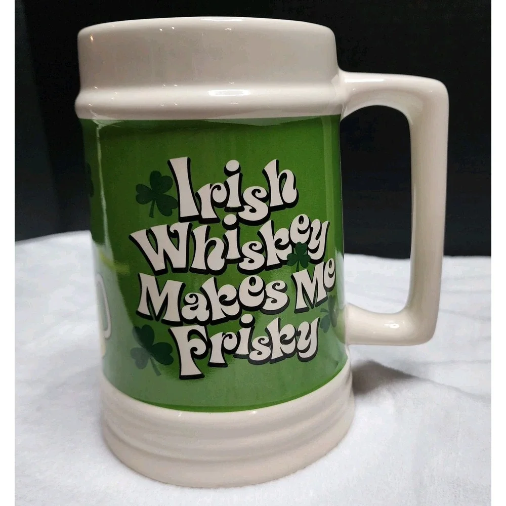 St Patrick's Day Large Stein Irish WHiskey Makes Me‎ Frisky